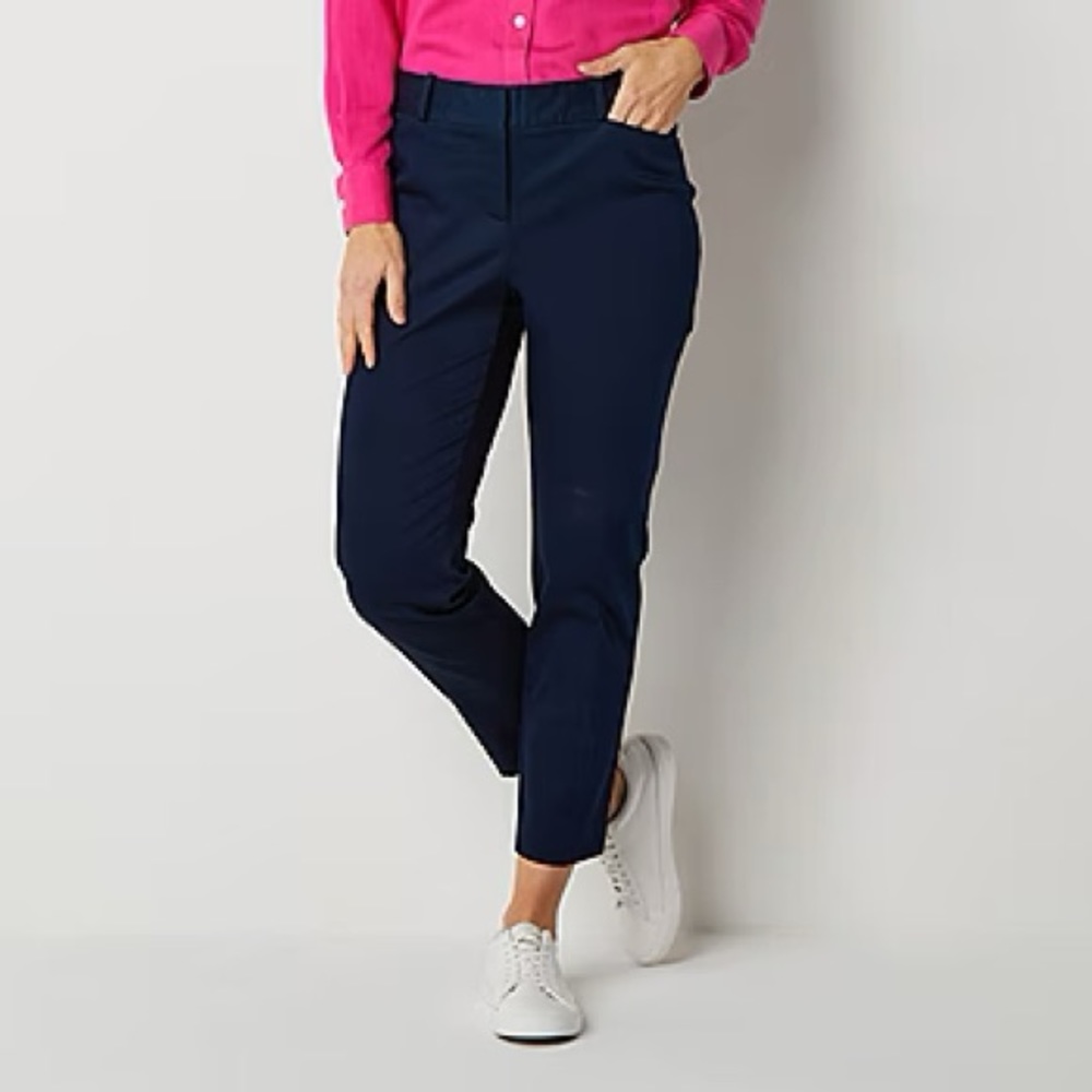 Liz Claiborne-Plus Emma Womens Mid Rise Classic Fit Ankle Pant